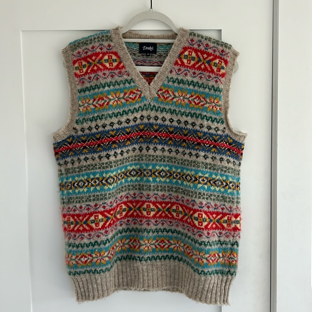Drake’s Wool Fair Isle Sweater Vest